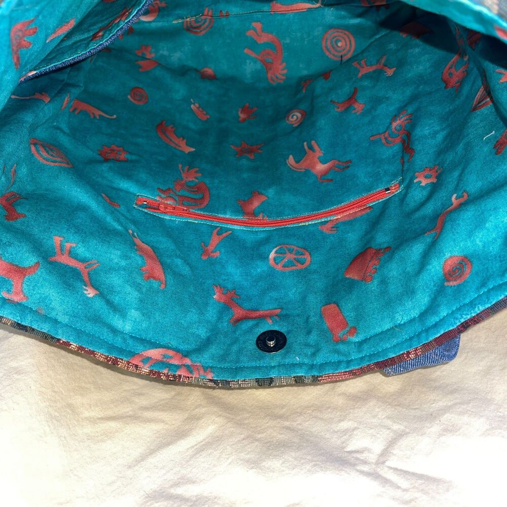 Handmade & Upcycled Denim and Floral Tapestry Tote Bag - Picture 8 of 8